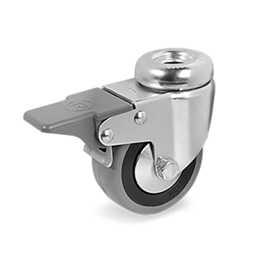 [RUE-P19] Rueda de Goma Gris Anti-Huella con Freno Serie 37