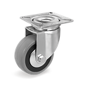 Rueda Giratoria de Goma Gris Anti-Huella 80x24 mm Serie 37 Ref: 374103