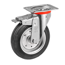 Rueda Giratoria de Goma Negra Estandar con Freno Serie 53