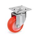 Rueda Giratoria de Poliuretano Termoplástico Naranja 60x25 mm Serie 36