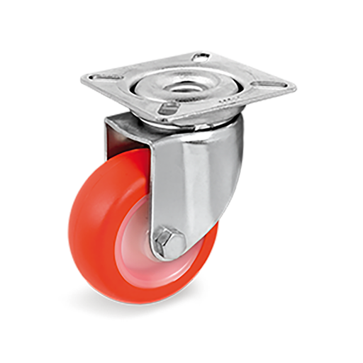 [RUE-15] Rueda Giratoria de Poliuretano Termoplástico Naranja 60x25 mm Serie 36