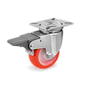 Rueda Giratoria de Poliuretano Termoplástico Naranja con Freno 60x25 mm Serie 36