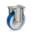 Rueda Fija de Poliuretano Azul con Cojinete Serie 61