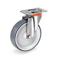 Rueda Giratoria de Goma Gris Anti-Huella con Cojinete Serie 71