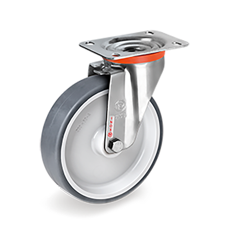 [RUE-P110] Rueda Giratoria de Goma Gris Anti-Huella con Cojinete Serie 71