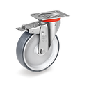 Rueda Giratoria de Goma Gris Anti-Huella con Cojinete y Freno Serie 71