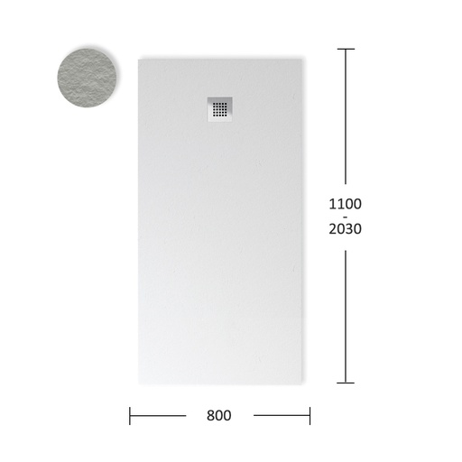[FIO-P013] Plato de Ducha Silex Pizarra Blanco Total 800 mm