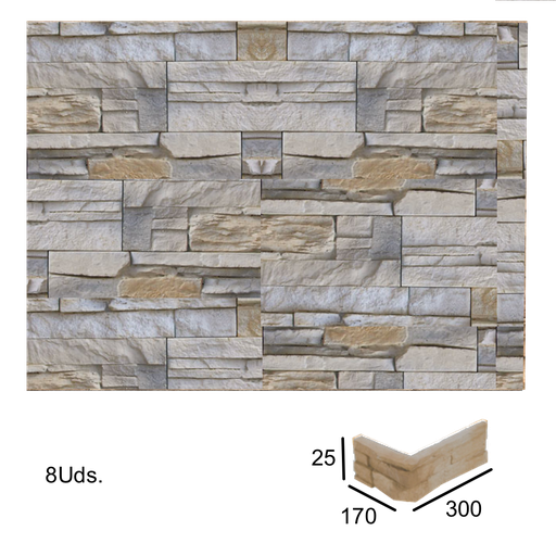 [VERNI-194] Caja Esquina Saliente Varadero Gris 2,5x10x17x30 (8 ud)