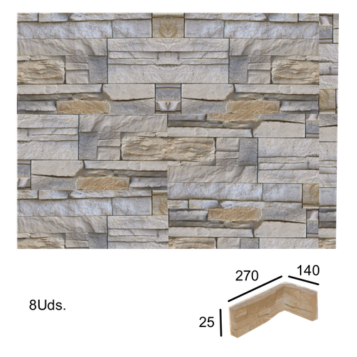 [VERNI-198] Caja Esquina Entrante Varadero Gris 2,5x10x14x27 (8 ud)