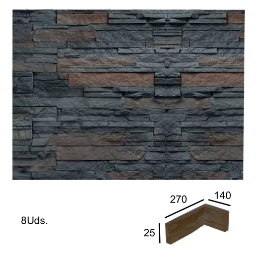[VERNI-200] Caja Esquina Entrante Varadero Vulcano 2,5x10x14x27 (8 ud)