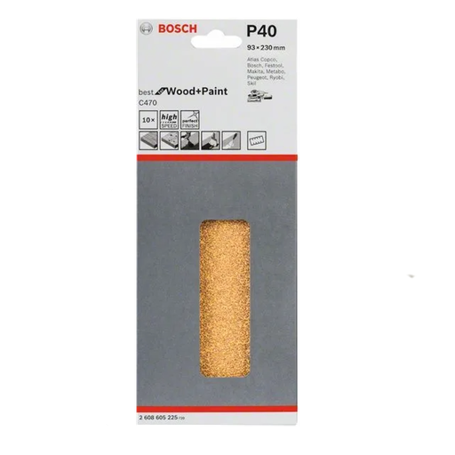 [BOSCH-P164] Hojas de Lija Para Lijadora Orbital C470 93x230 mm (10 ud)
