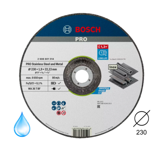 [BOSCH-272] Disco Corte Cóncavo Standar Inox 230*1,9mm