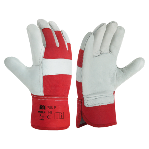 [788PR] Guante Mixto Flor Vacuno de Lona Roja Talla 9 Ref. 788PR