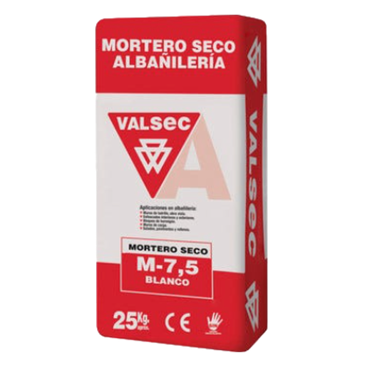 [SM-21] Saco Mortero Valsec M 7,5 Hidrófugo Blanco 25 Kg