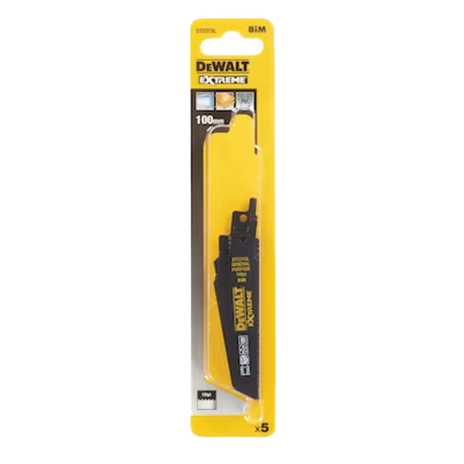 [STAN-361] Hoja de Sierra Sable BIM 100 mm para Madera, Plástico y Metal Paso 1 mm (5 ud) Ref. DT-2315L-QZ