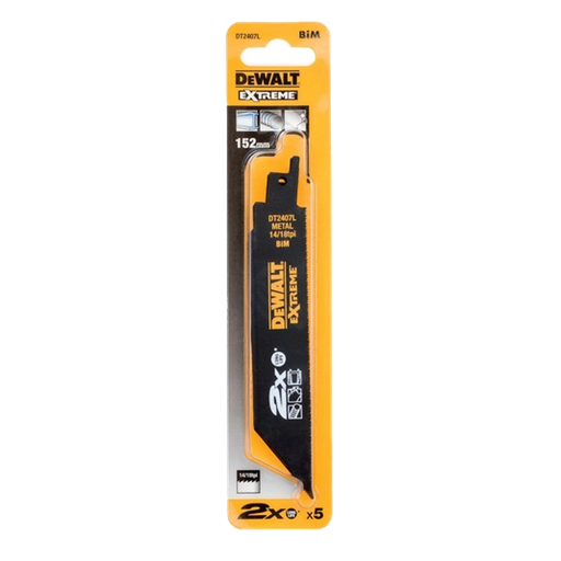 [STAN-419] Hoja de Sierra Sable BIM para Madera, Plástico y Metal 152 mm Paso 1,8 mm (5 ud) Ref. DT-2407L-QZ