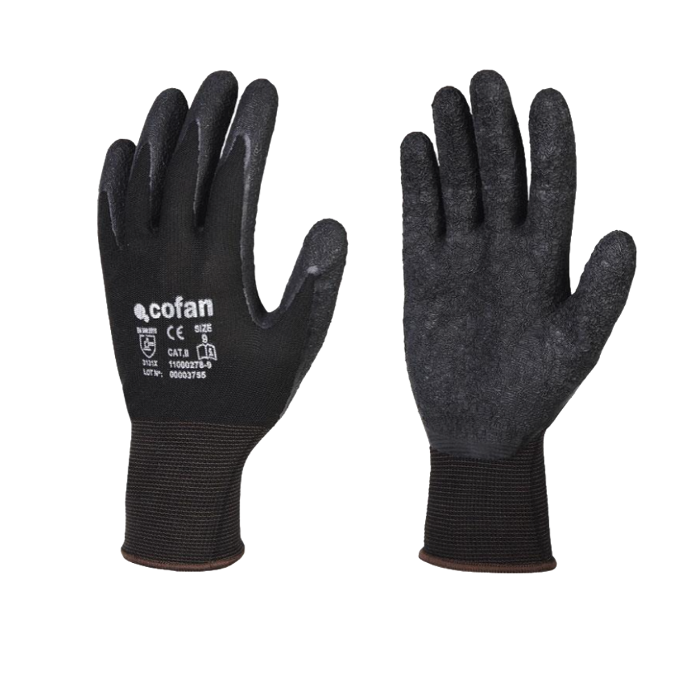 Guantes Poliester Impregnado en Latex Negro