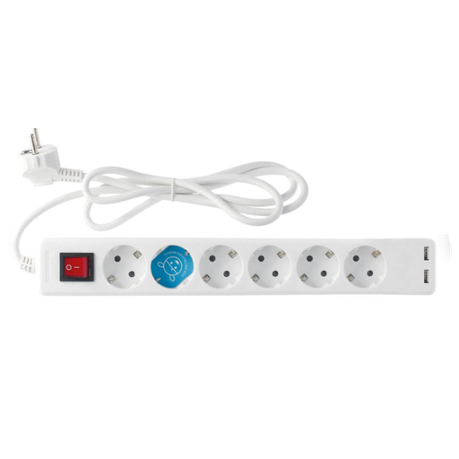 [GSC-20] Regleta Blanca + 2 USB 6 Tomas 1,4 mt Ref. 100000001