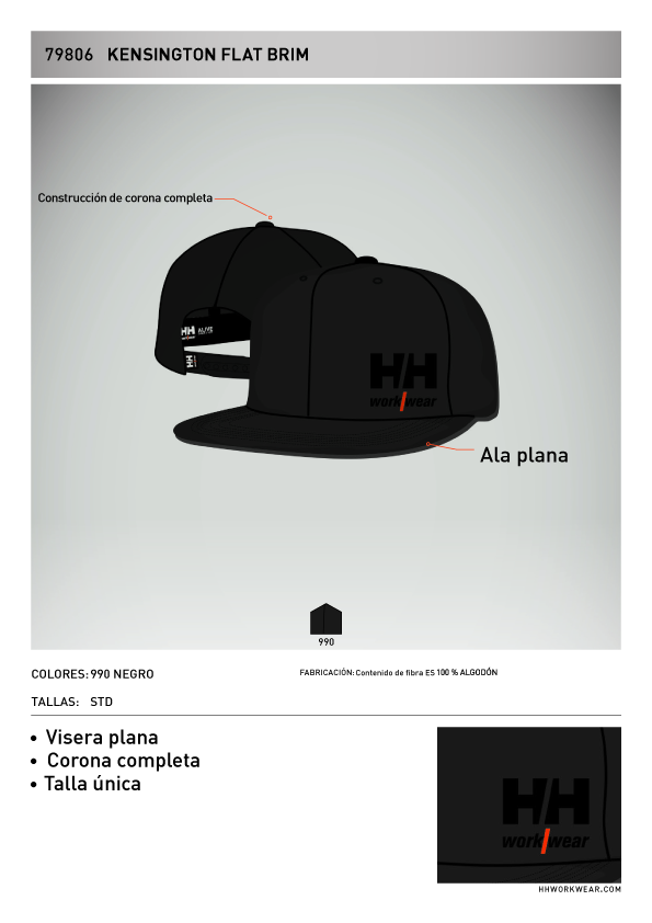 Gorra Kensington Bisera Plana Ref.79806 Ficha Técnica 1