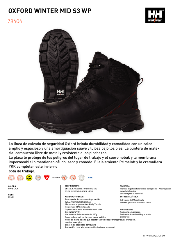 Bota Invierno Oxford Mid S3 990 Negro Ref.78404