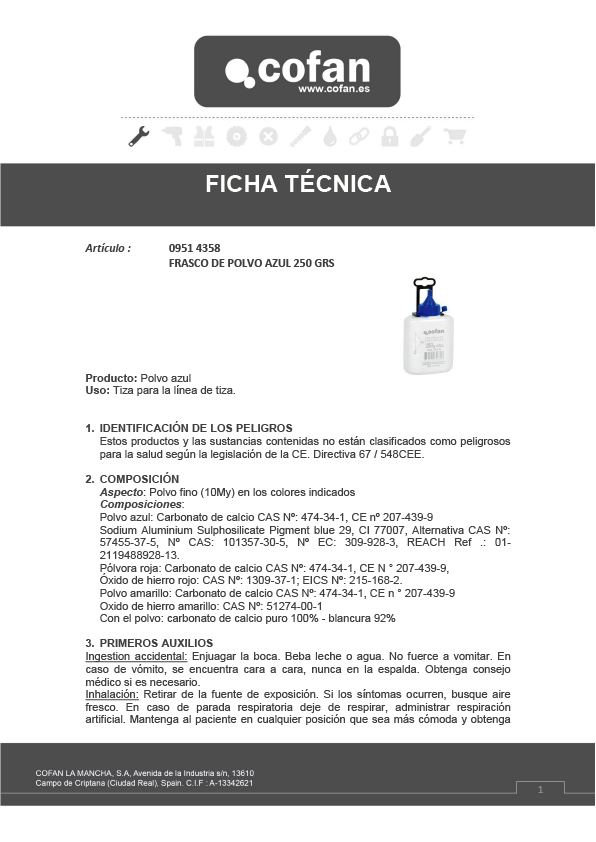 Bote Polvo Azul Trazador 250 grs Fihca Técnica 1