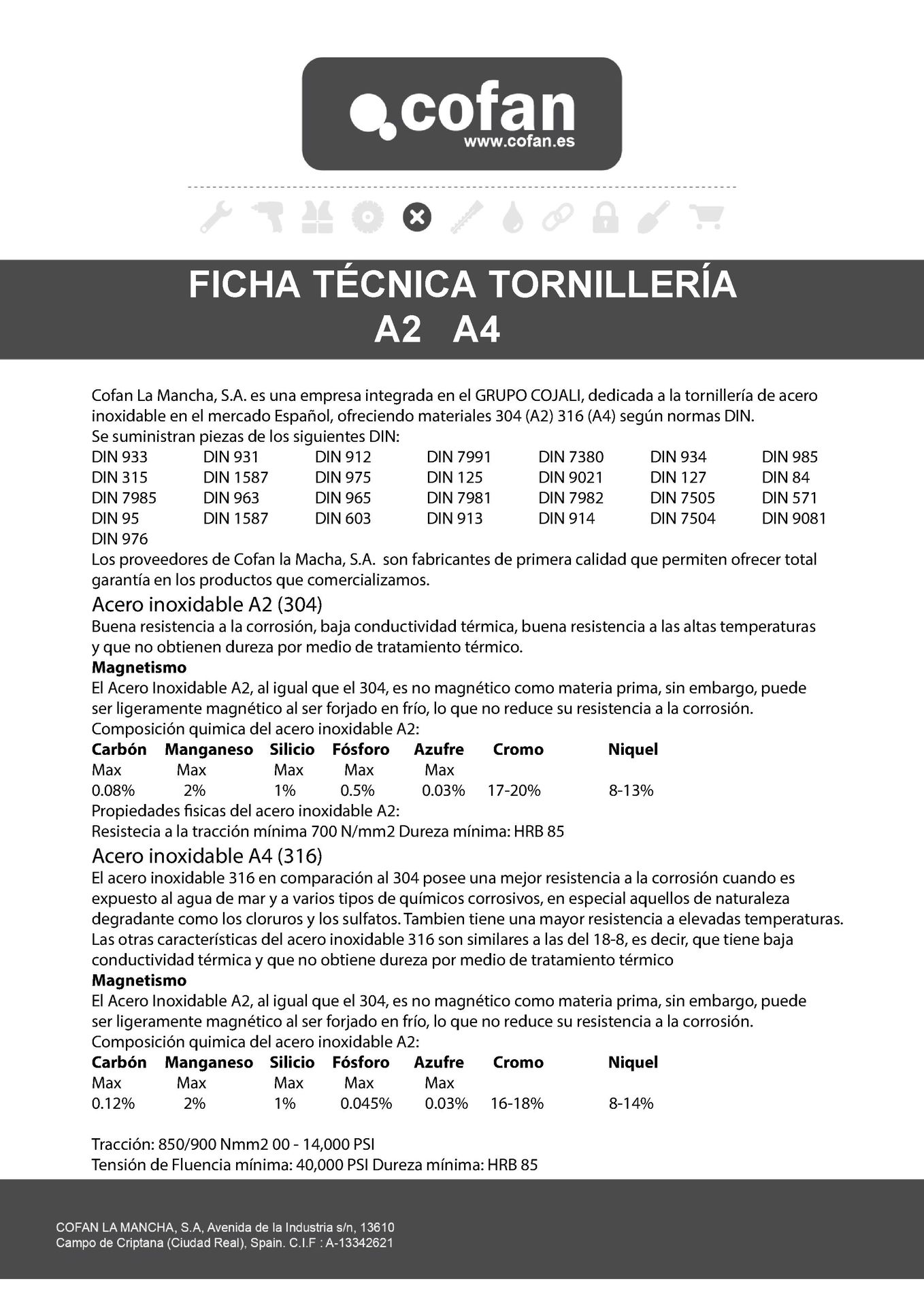 Ficha Técnica de Arandela Plana Ala Ancha DIN 9021 Acero Inox A4