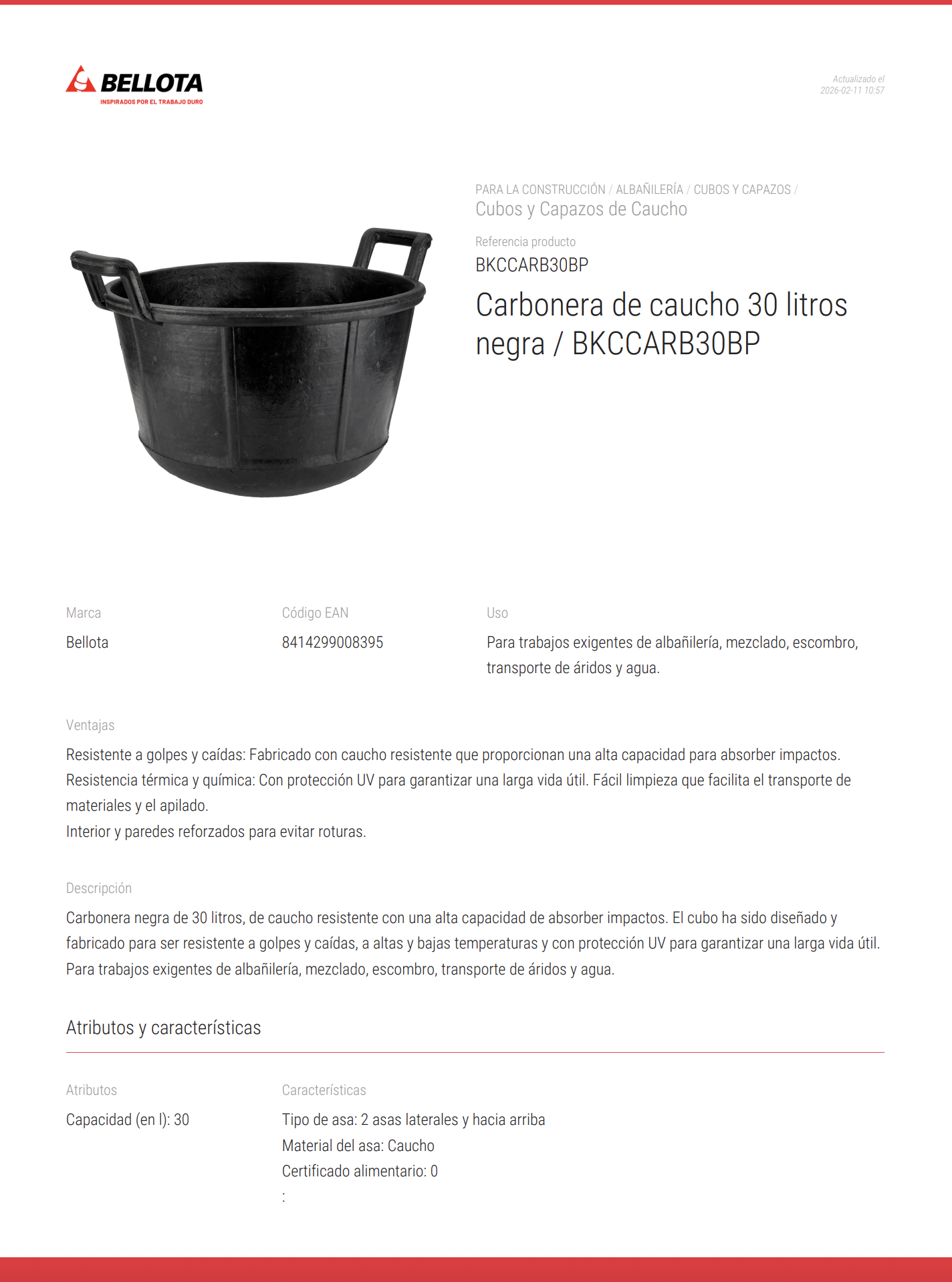 Ficha Técnica de Amoladora a Batería Li-Ion 18 V 115 mm Ref. 50003204