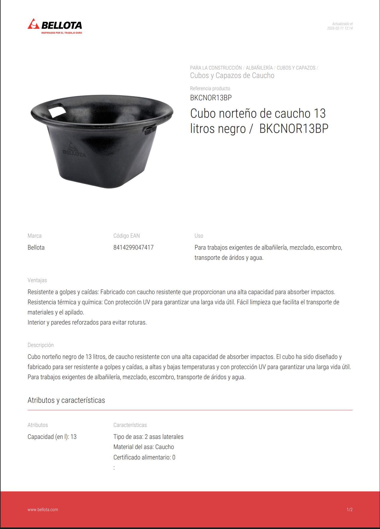 Ficha Técnica de Amoladora a Batería Li-Ion 18 V 115 mm Ref. 50003204