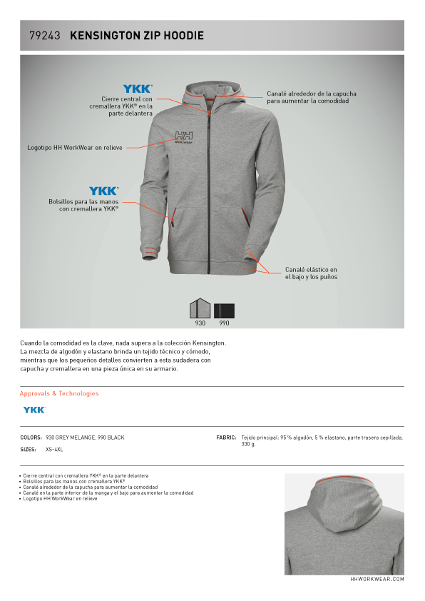 Chaqueta Kensington Zip Hoodie Ficha Técnica 2