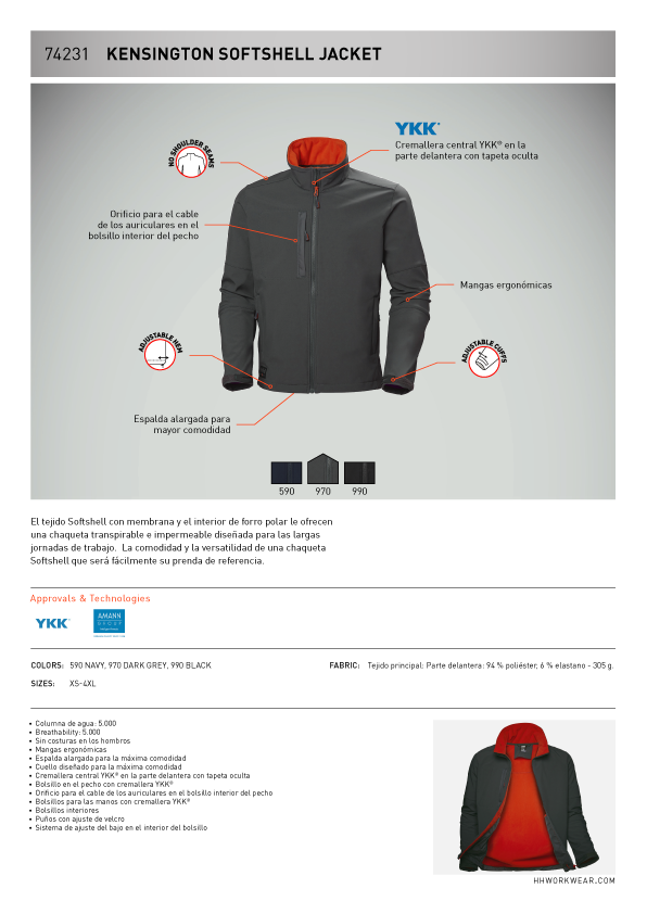 Chaqueta Softshell Kensington 590 Ficha Técnica 2