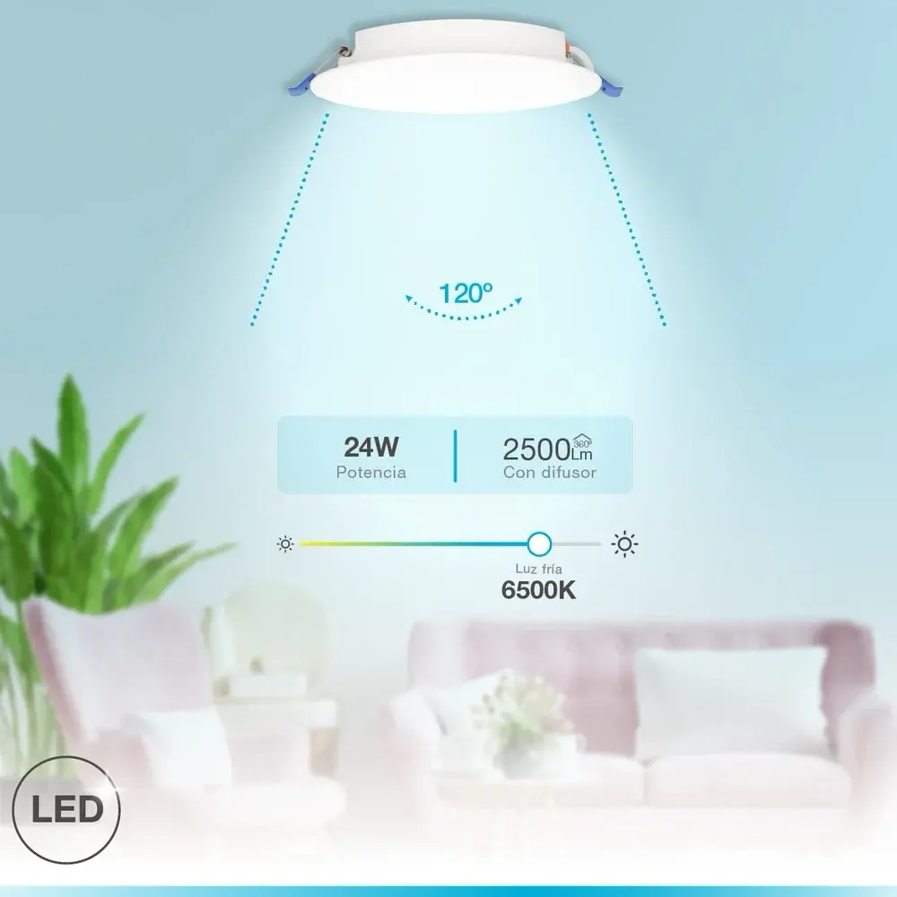 Foco Downlights Redondo Empotrar Led Blanco .webp