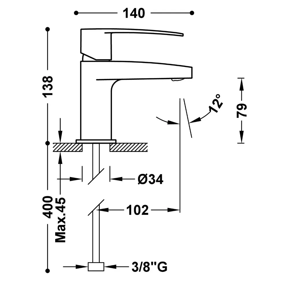 Monomando de Lavabo FLAT-Tres Cromado Ref.20410301.webp