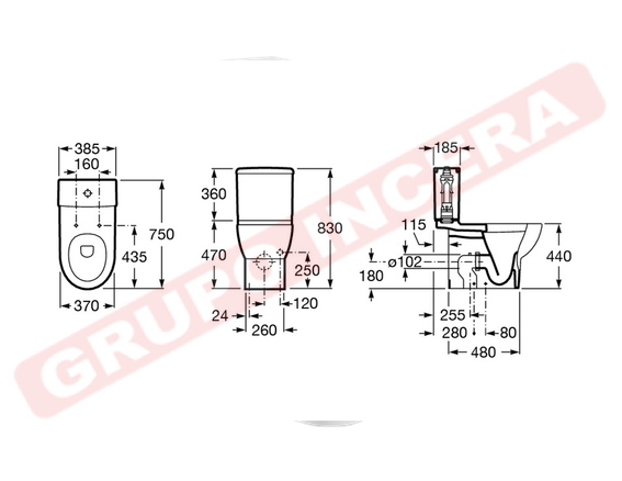 Inodoro Completo Meridian Blanco Movilidad Reducida 750 mm Medidas