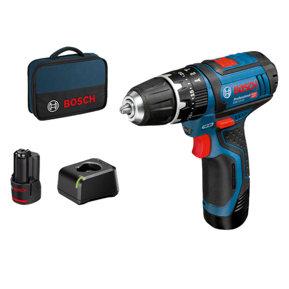 Taladro con Percusión a Batería GSB 12V-15 SET Ref: 0601 9B6 90H