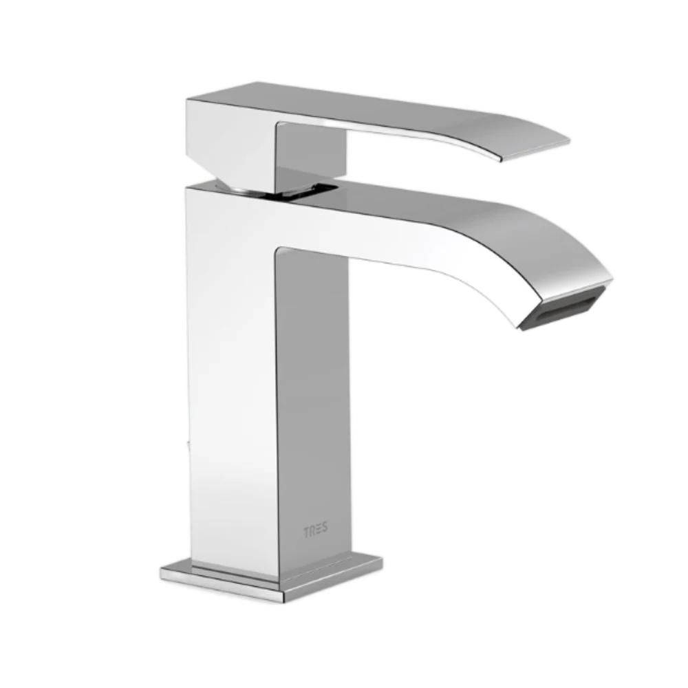 Monomando de Lavabo Cuadro-Tres Cromado con Maneta Ref.00610101