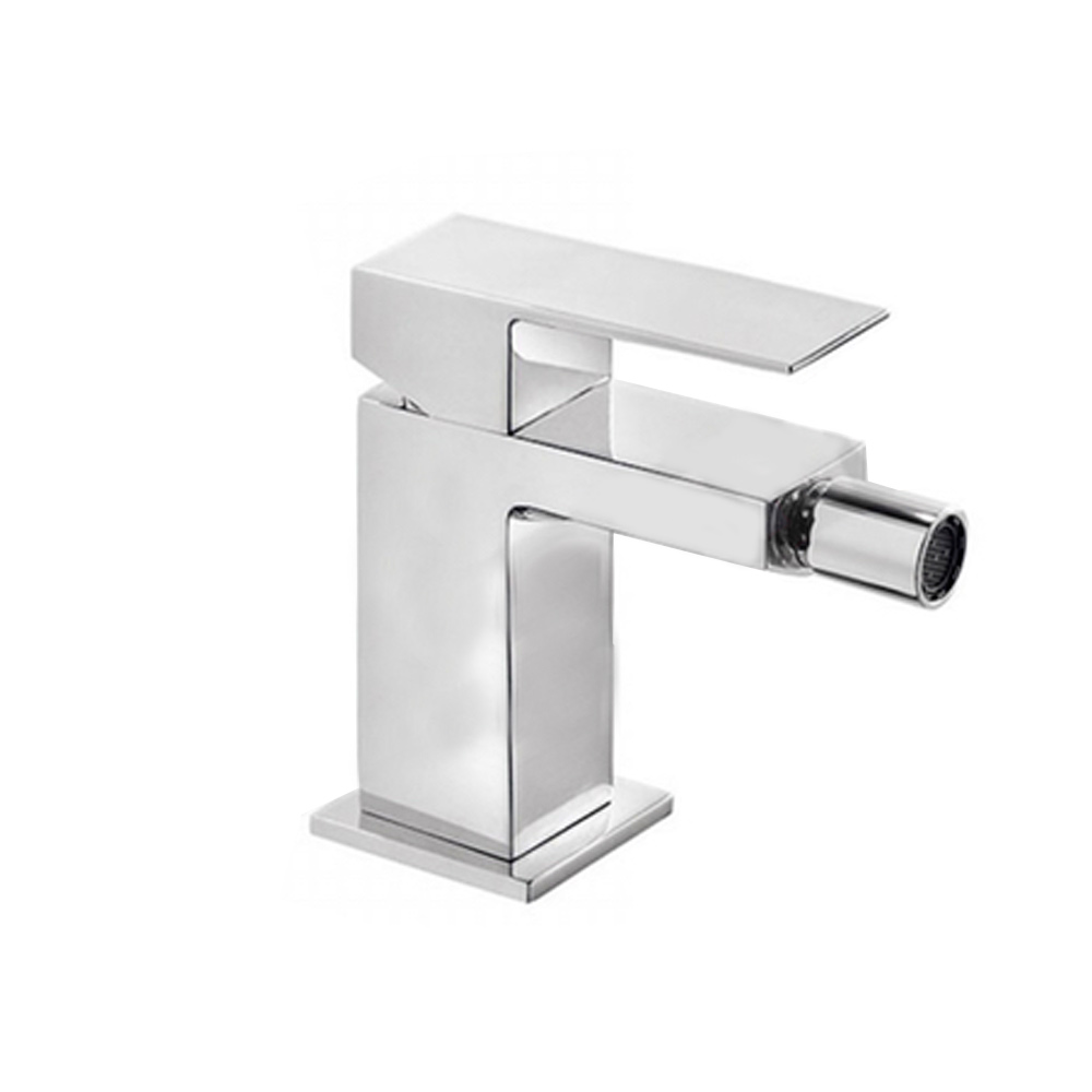 Monomando de Bidé Cuadro-Tres Cromado con Maneta Ref.00612001