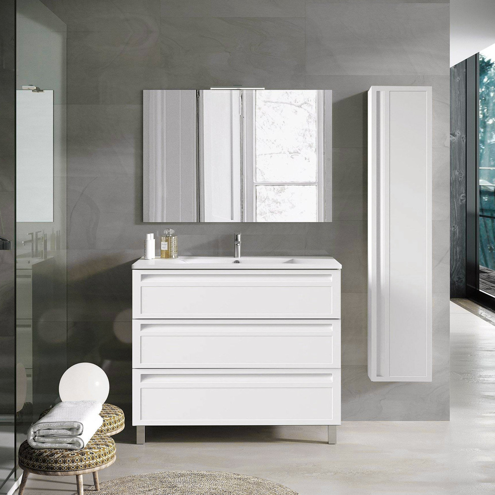 Mueble Marina Blanco con 3 Cajones nº 70 con Patas y Lavabo 80 CM