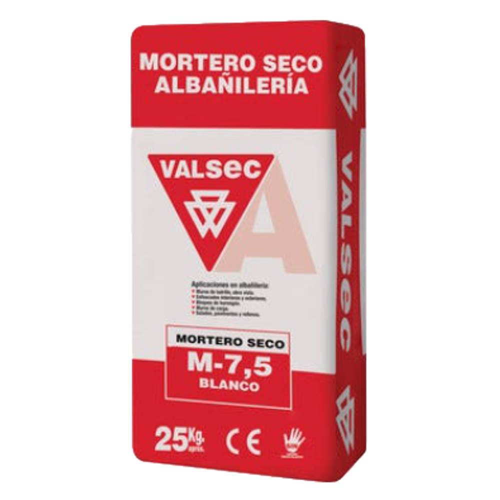 Saco Mortero Valsec M 7,5 Hidrófugo Blanco 25 Kg
