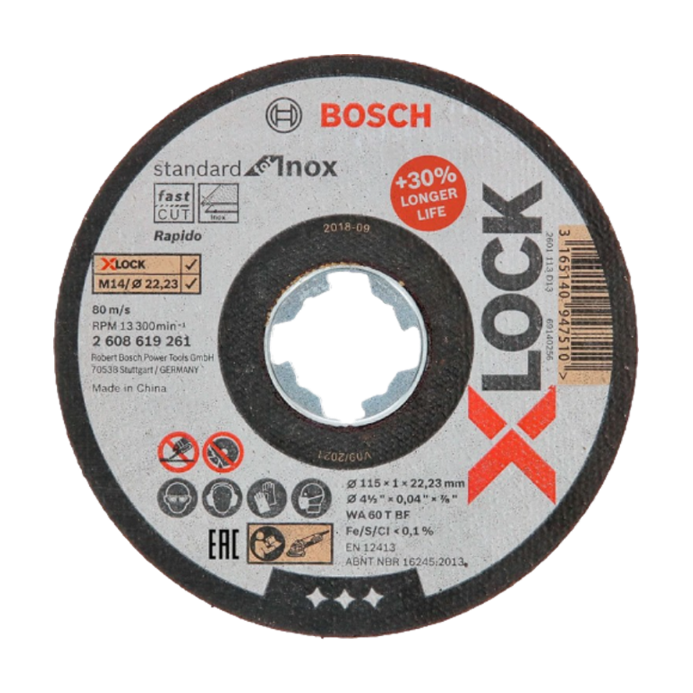 Disco de Corte X- LOCK Standard for Inox 1 mm