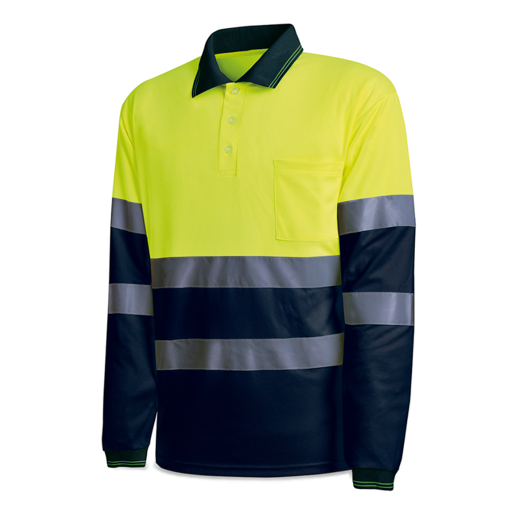 Polo Manga Larga Alta Visibilidad Amarillo/Azul Ref. 1288PAVXLRYFA