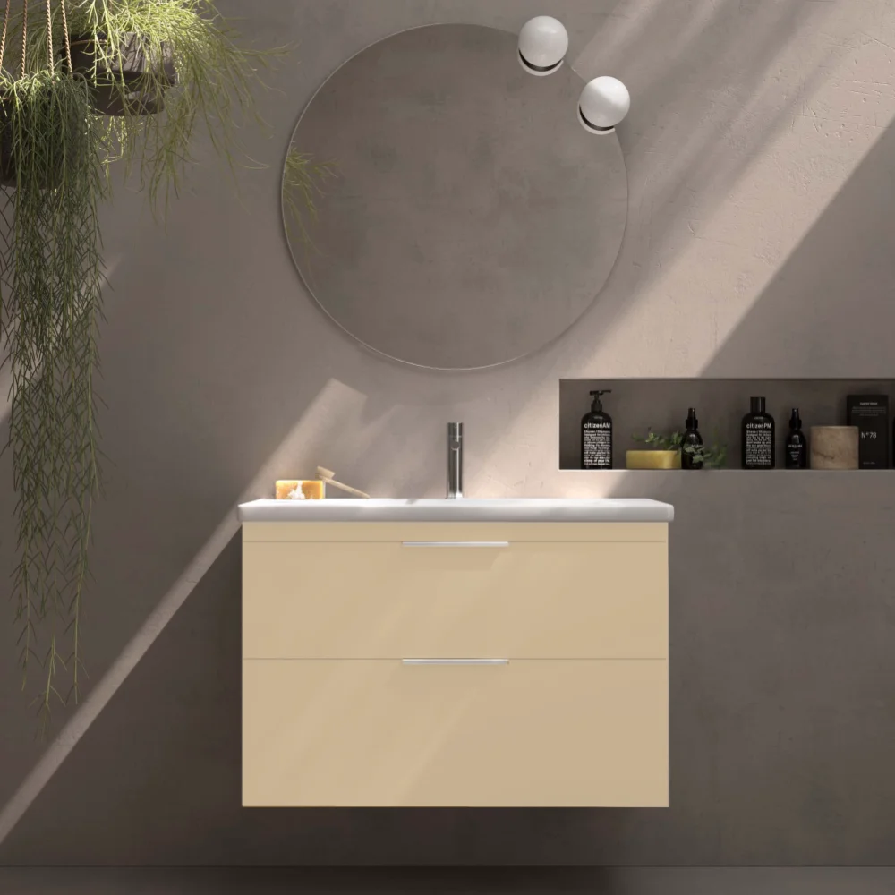 Mueble Elena Suspendido 900 mm 2 Cajones Color Nº 34  con Lavabo 