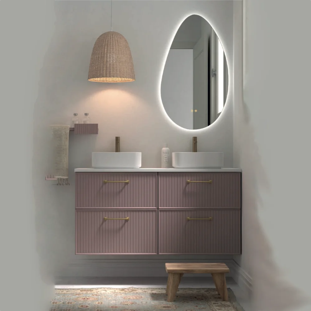Mueble Blanca Suspendido 4 Cajones Color Nº 57 1200 mm con Encimera y 2 Lavabos 