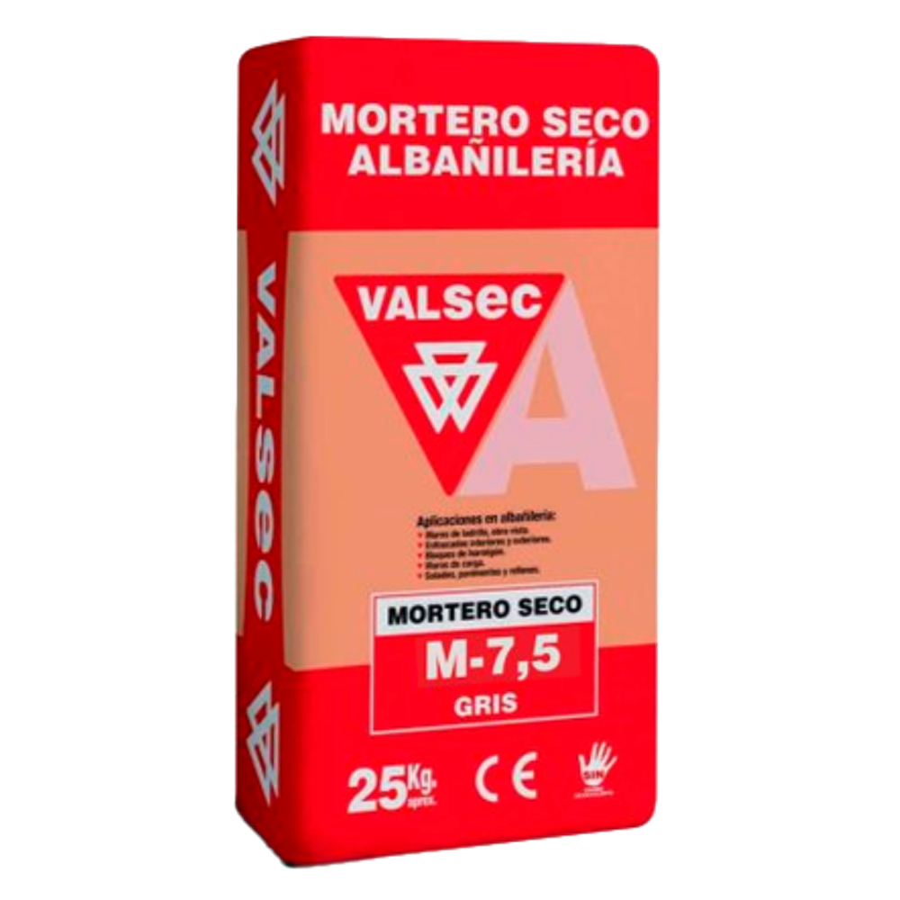 Saco Mortero Valsec M-7,5 Gris 25 Kg