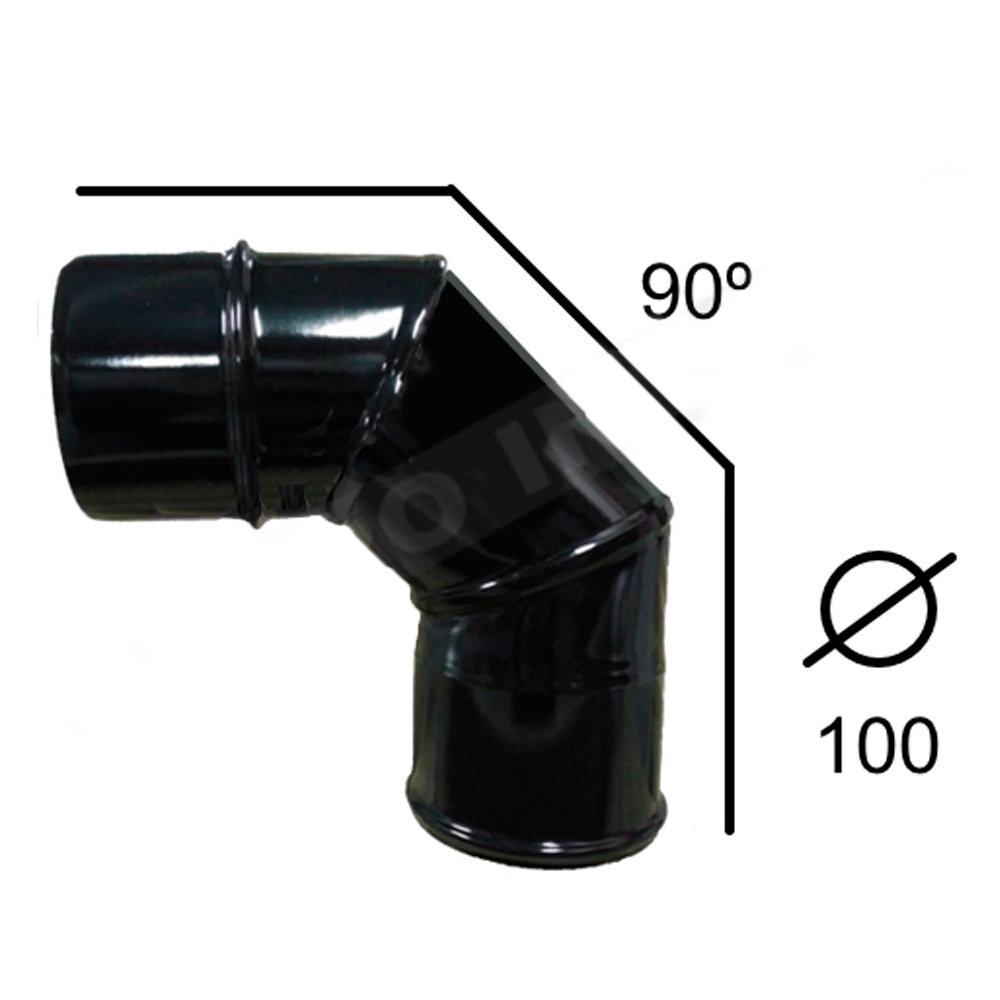 Codo Vitrificado Negro 90º 100 mm  (CVNMR31090)