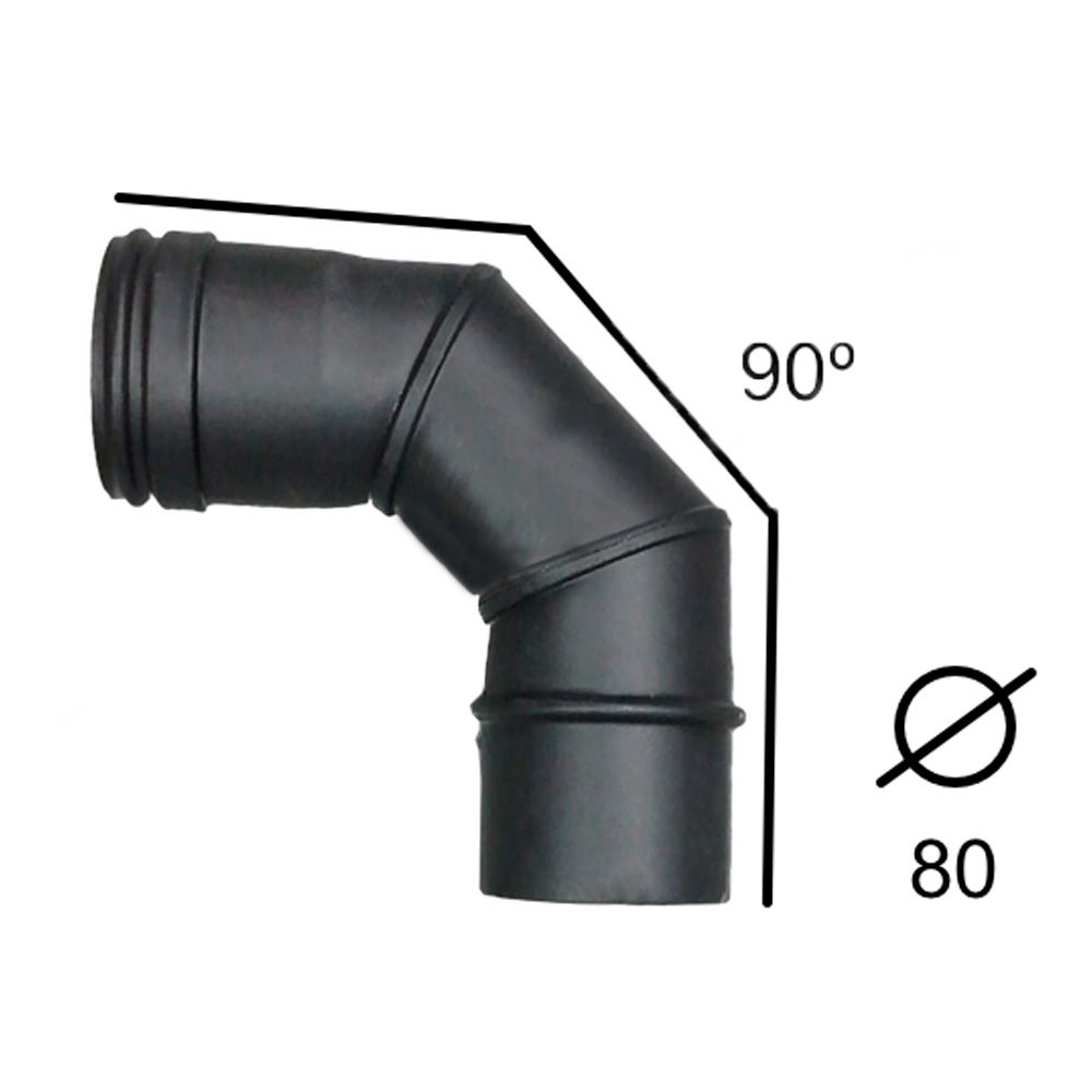 Codo Vitrificado Negro 90º 80 mm (CVNM21090)