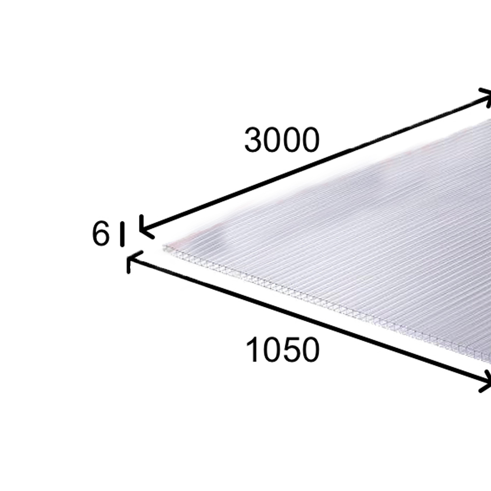 Placa policarbonato Translúcida Plana 3000x1050  6mm  Ref: 4050649