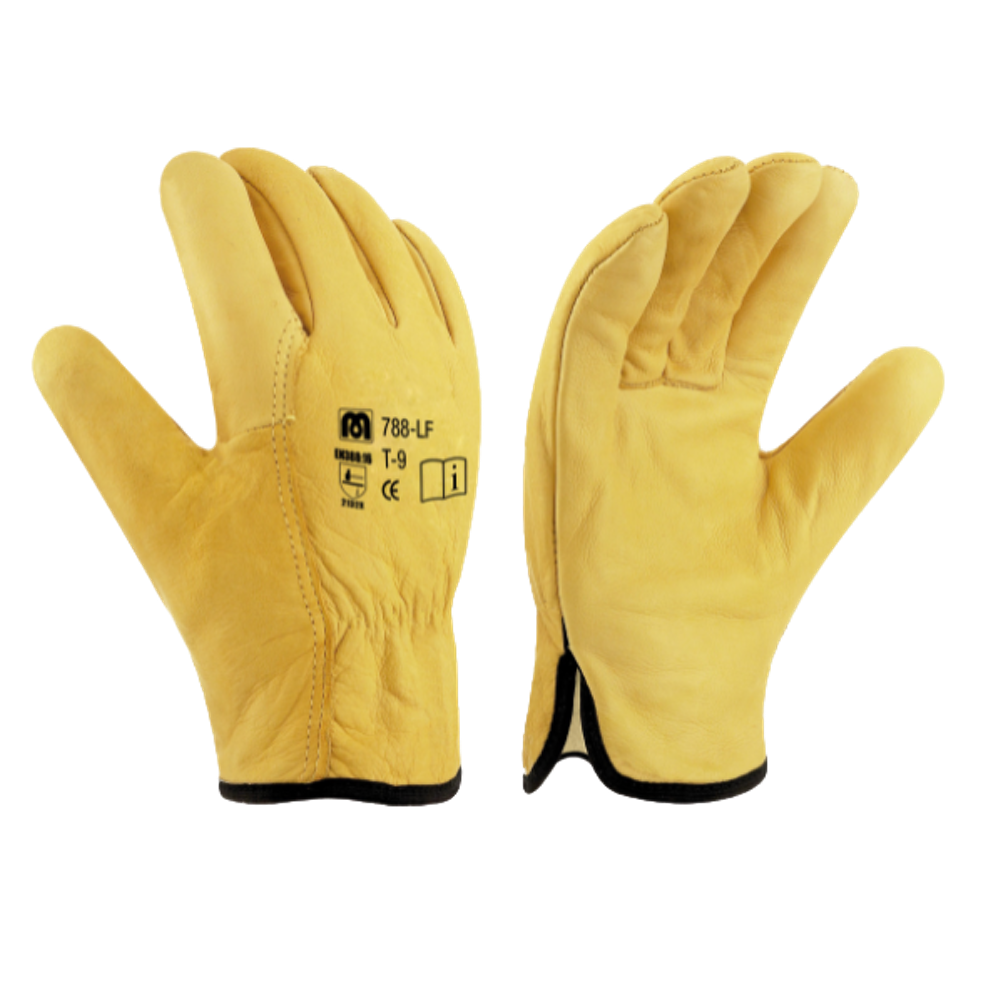 Guantes Flor Vacuno Amarillo con Ribete Ref. 788LF