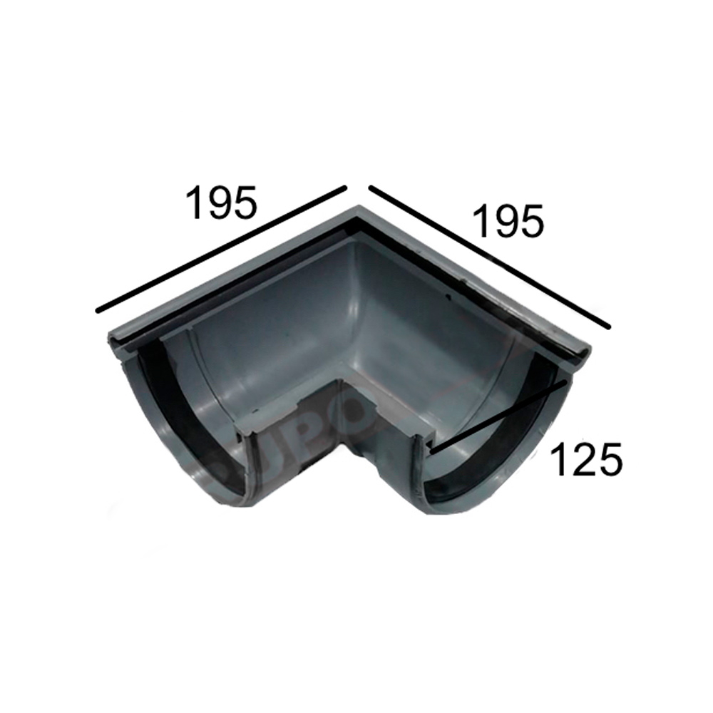 Ángulo Exterior Canalón PVC Gris