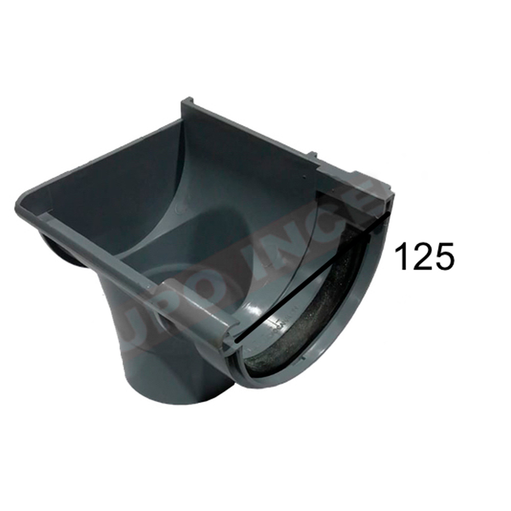 Bajada Exterior Izquierda Canalón PVC Gris