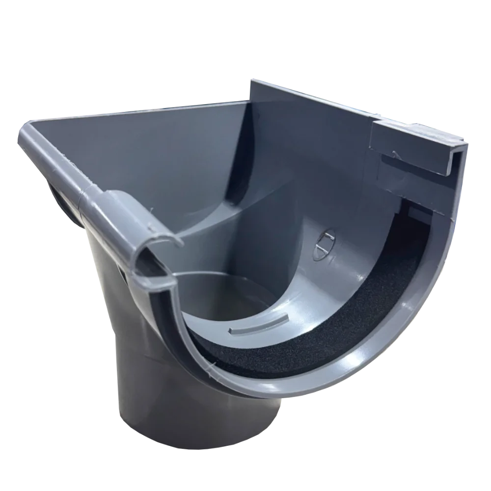 Bajada Exterior Izquierda Canalón PVC Gris
